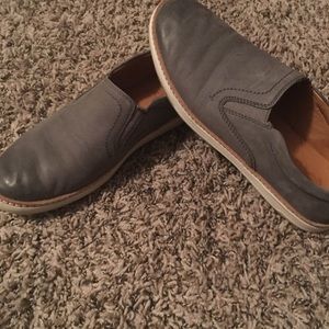 Gray slip ons